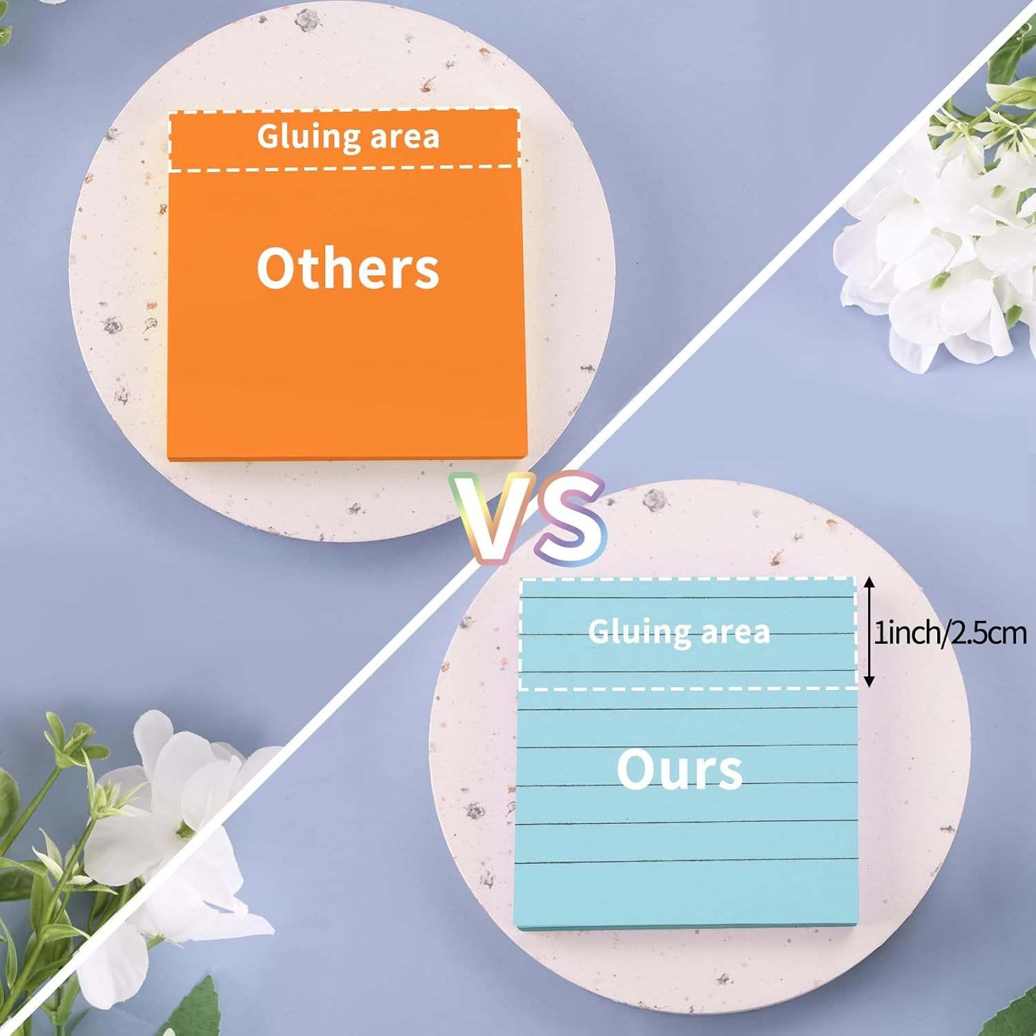 image:imageEOOUT Lined Sticky Notes 3x3 8 Pads 800 Sheets in Total Super Adhesive Memo Pads Easy to Post Notes for Study Work and Daily Life