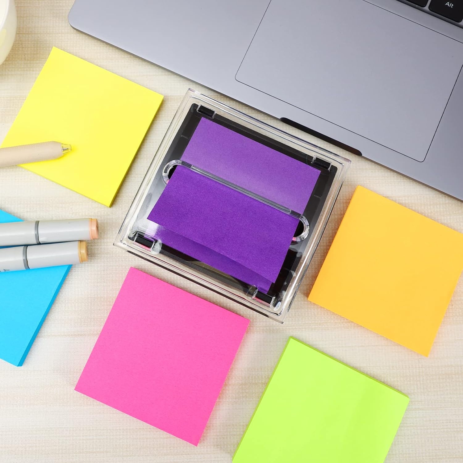 image:imageEOOUT Popup Sticky Note Dispenser with 6 Pads Pop Up 3x3 Inches SelfStick Notes Pads for Office Home Classroom Desk Supplies