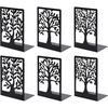 EOOUT Bookends, 3 Pairs of Book Ends for Shelves Decorative, Black Metal Bookend Supports for Heavy Books, Tree Book Holders for Shelf Decoration, Book Stoppers for Home Office School