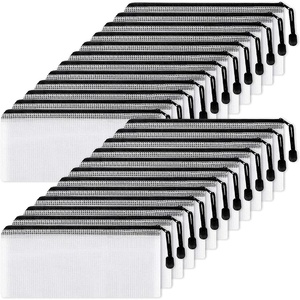 EOOUT 24pcs Mesh Pouch Bags, 9.5×4.5 Inches Waterproof Black Bags, Bill Size Organizing Storage with Zipper, Small Pouches for School, Classroom, Office and Bill